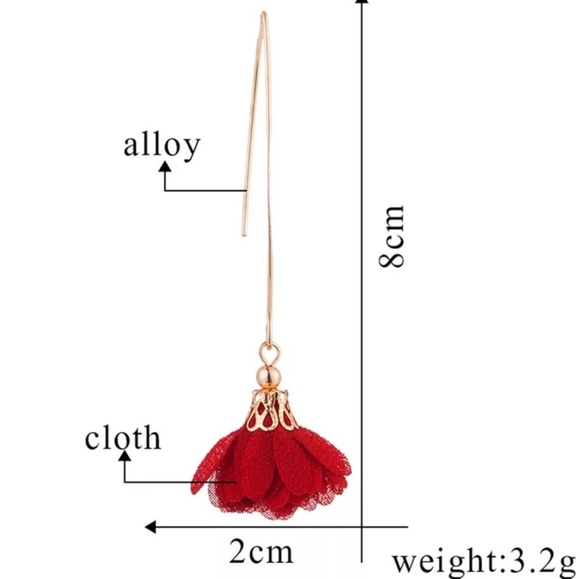 Long Gold and Blue Flower Boho Gypsy 2.75in long - Picture 5 of 8